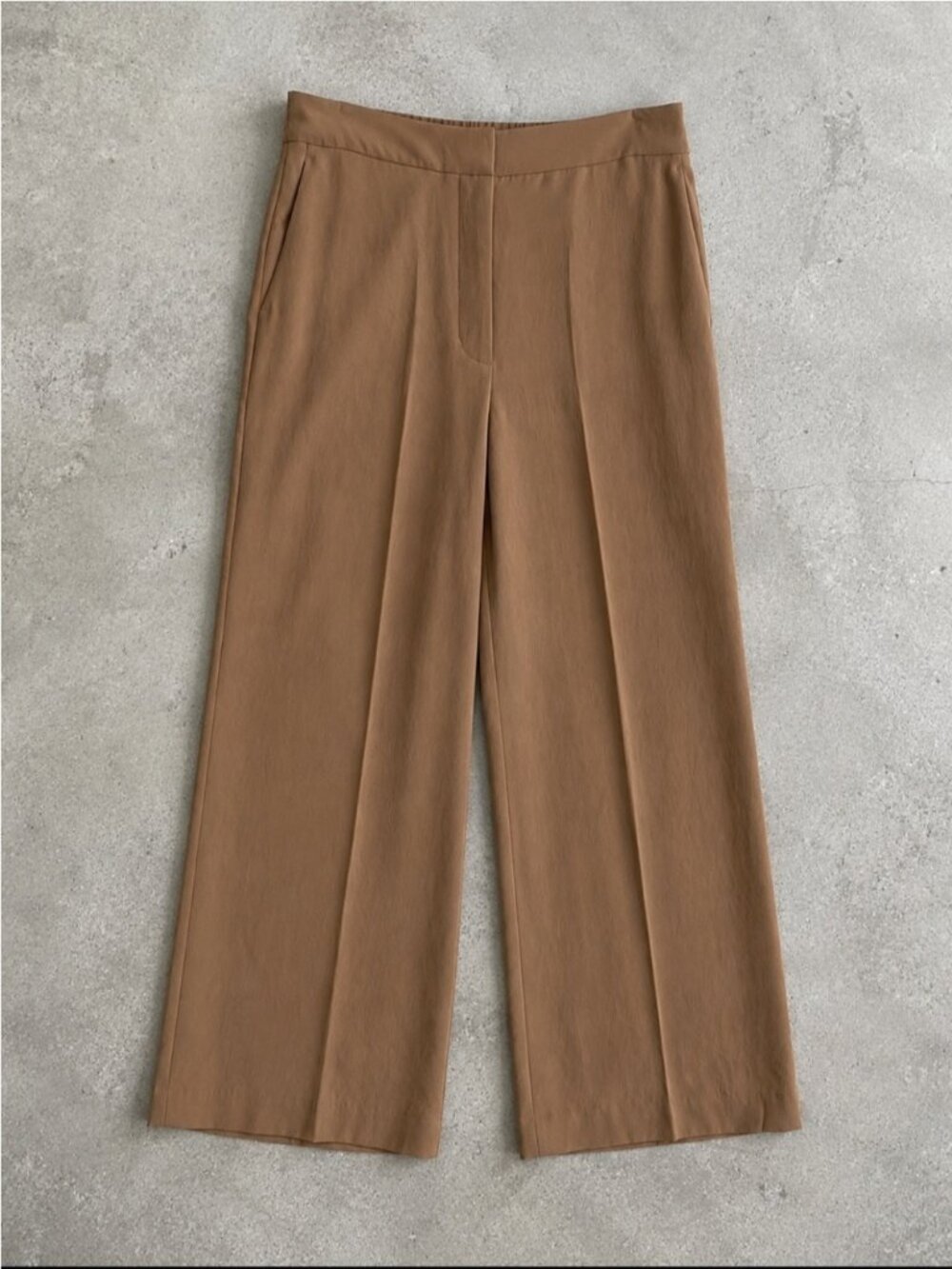 Wilfred Alayna Pant Woman 12 Brown Crepe Wide Leg Elastic Waist Trousers Office